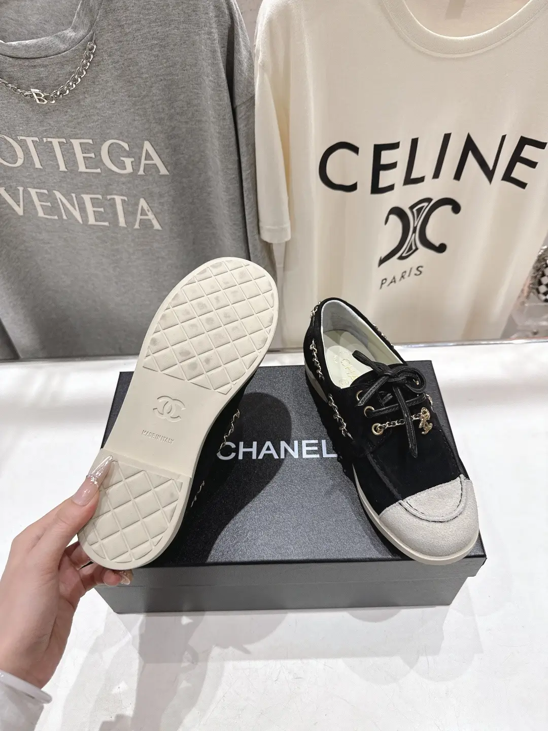 Chanel Chain Loafers Casual Shoes Black