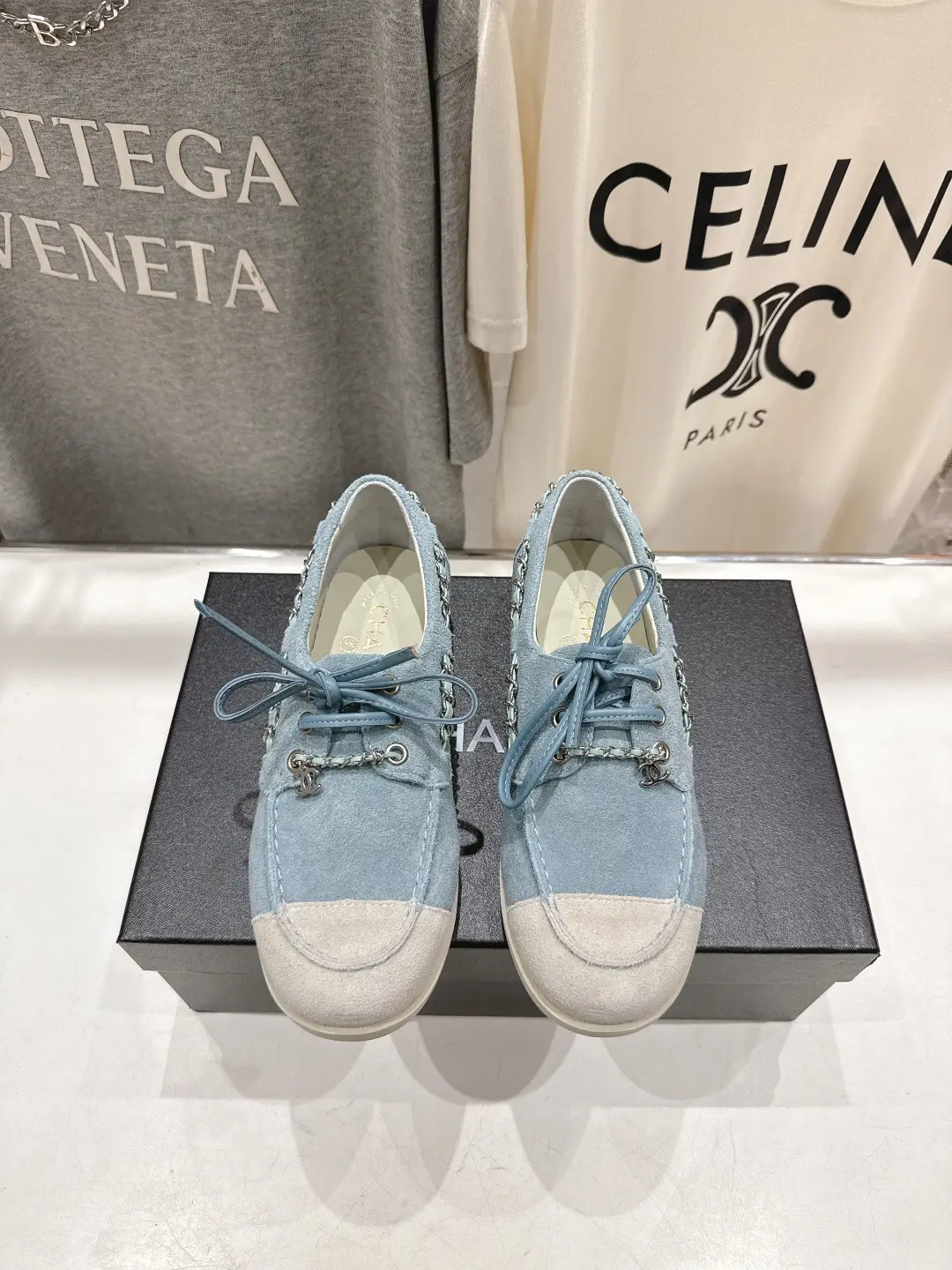 Chanel Chain Loafers Casual Shoes Blue