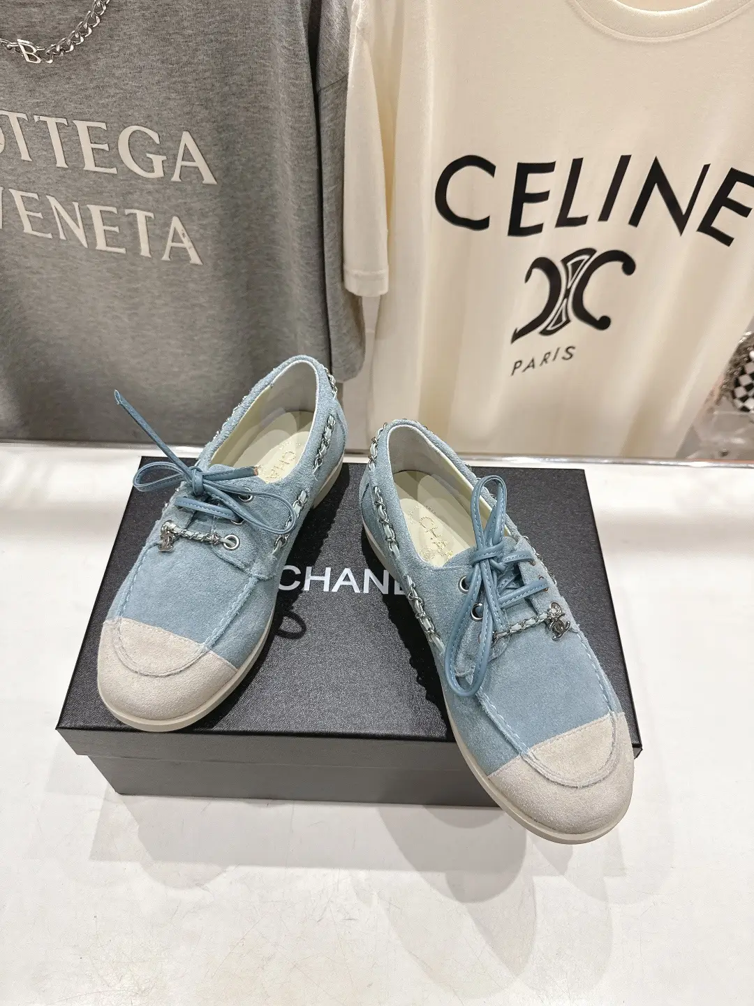 Chanel Chain Loafers Casual Shoes Blue