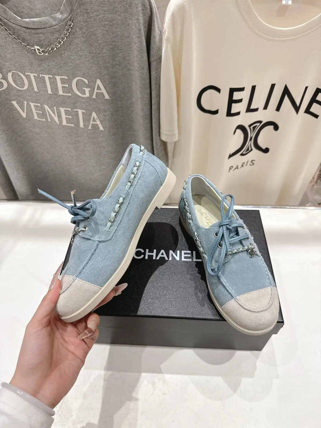 Chanel Chain Loafers Casual Shoes Blue