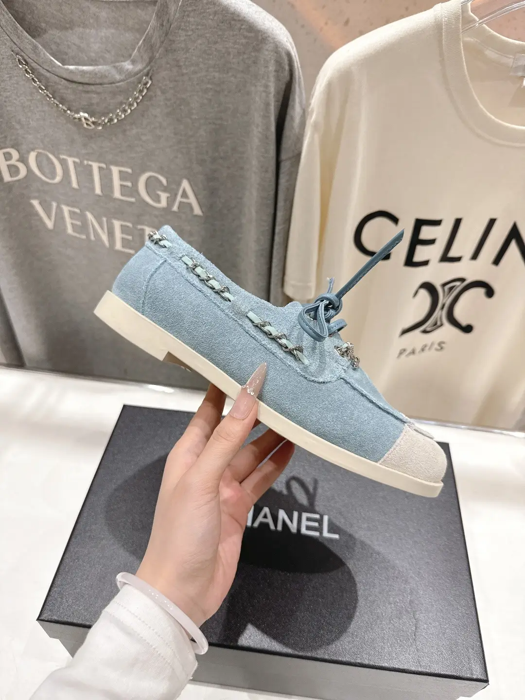 Chanel Chain Loafers Casual Shoes Blue