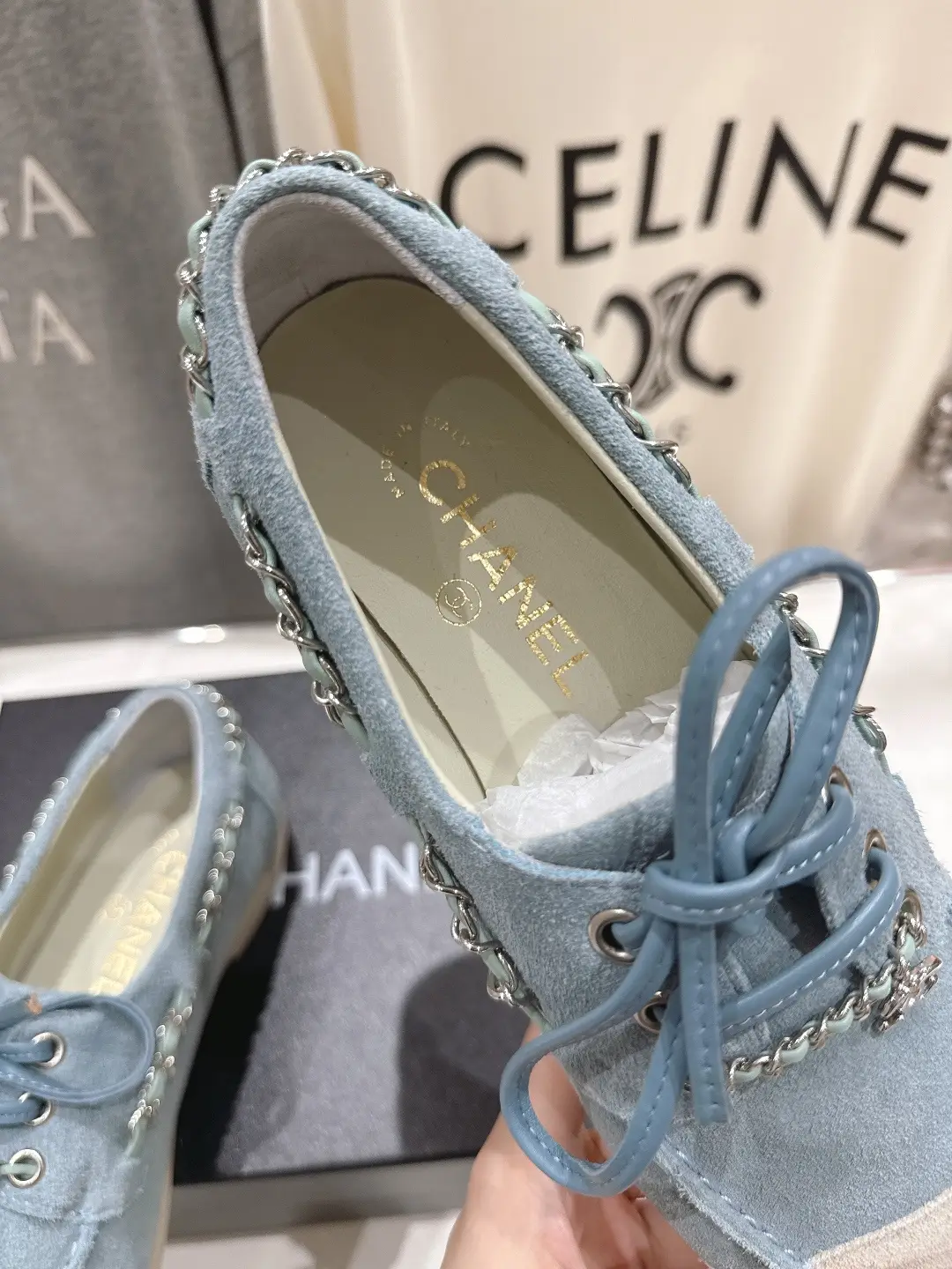Chanel Chain Loafers Casual Shoes Blue