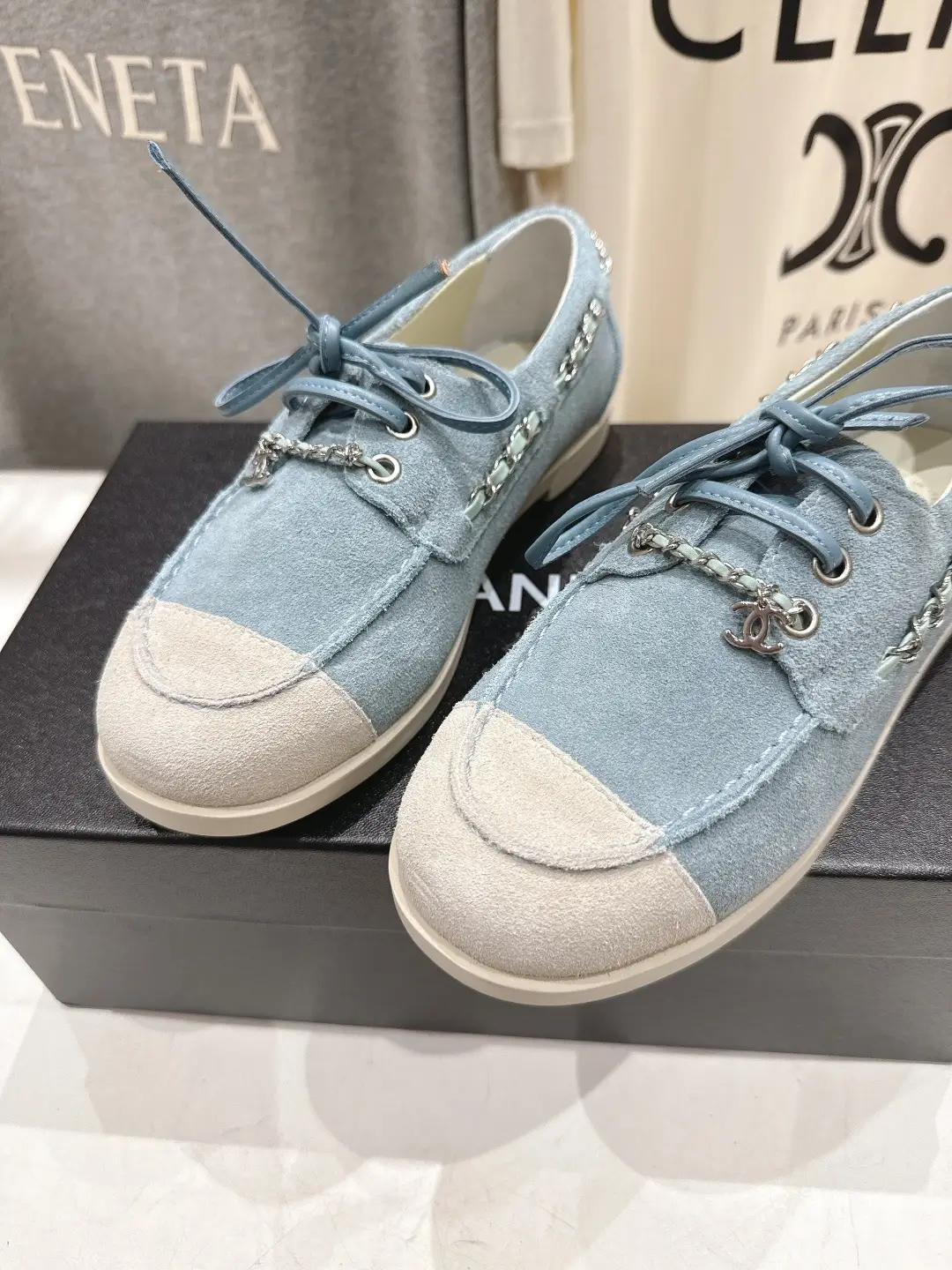 Chanel Chain Loafers Casual Shoes Blue