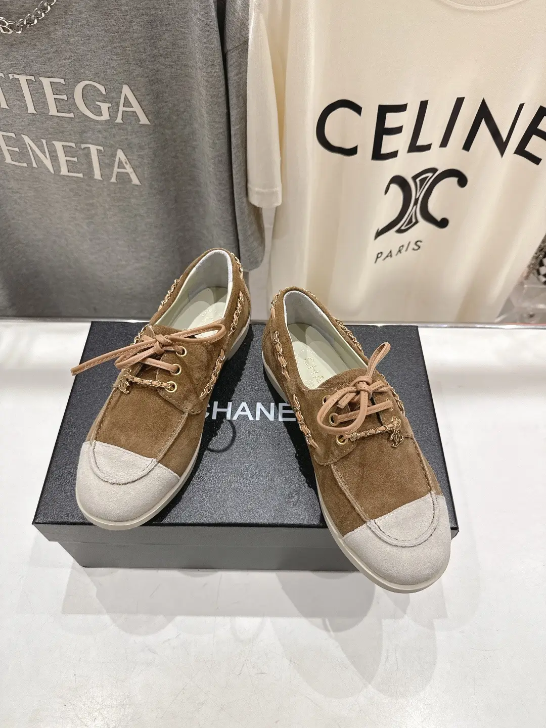 Chanel Chain Loafers Casual Shoes Brown