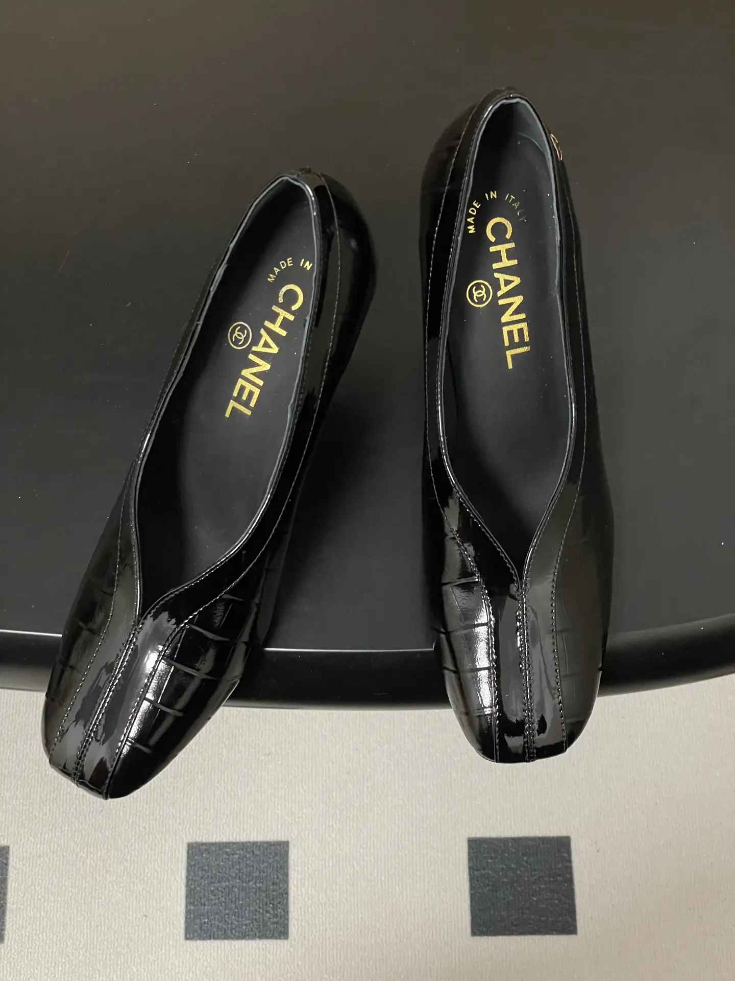 Chanel Crocodile-Embossed Leather High Heels Black