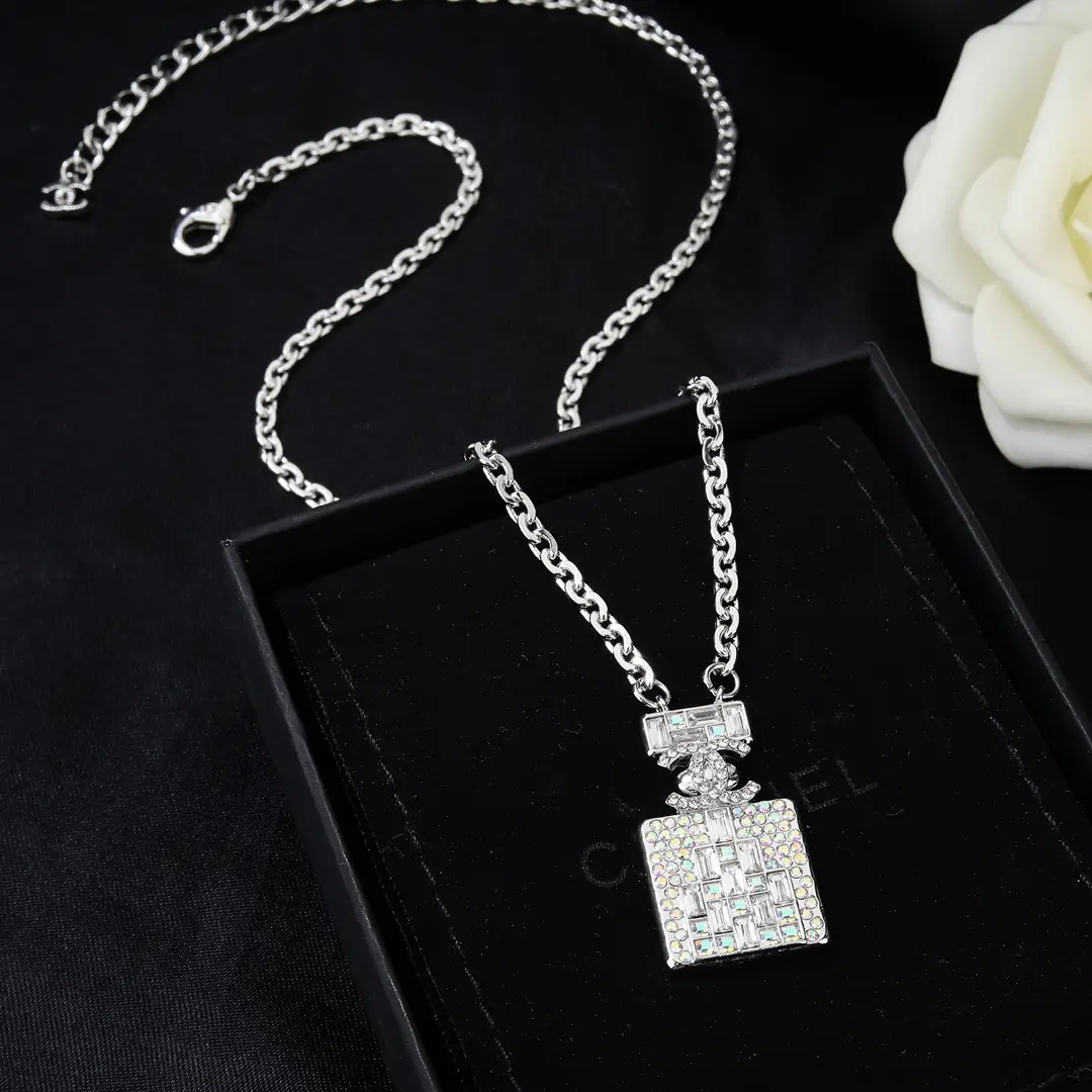 Chanel Diamond Perfume Bottle Necklace