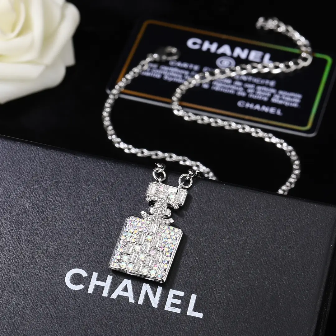 Chanel Diamond Perfume Bottle Necklace