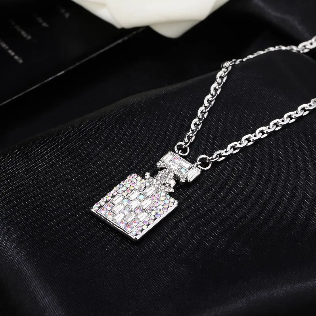 Chanel Diamond Perfume Bottle Necklace