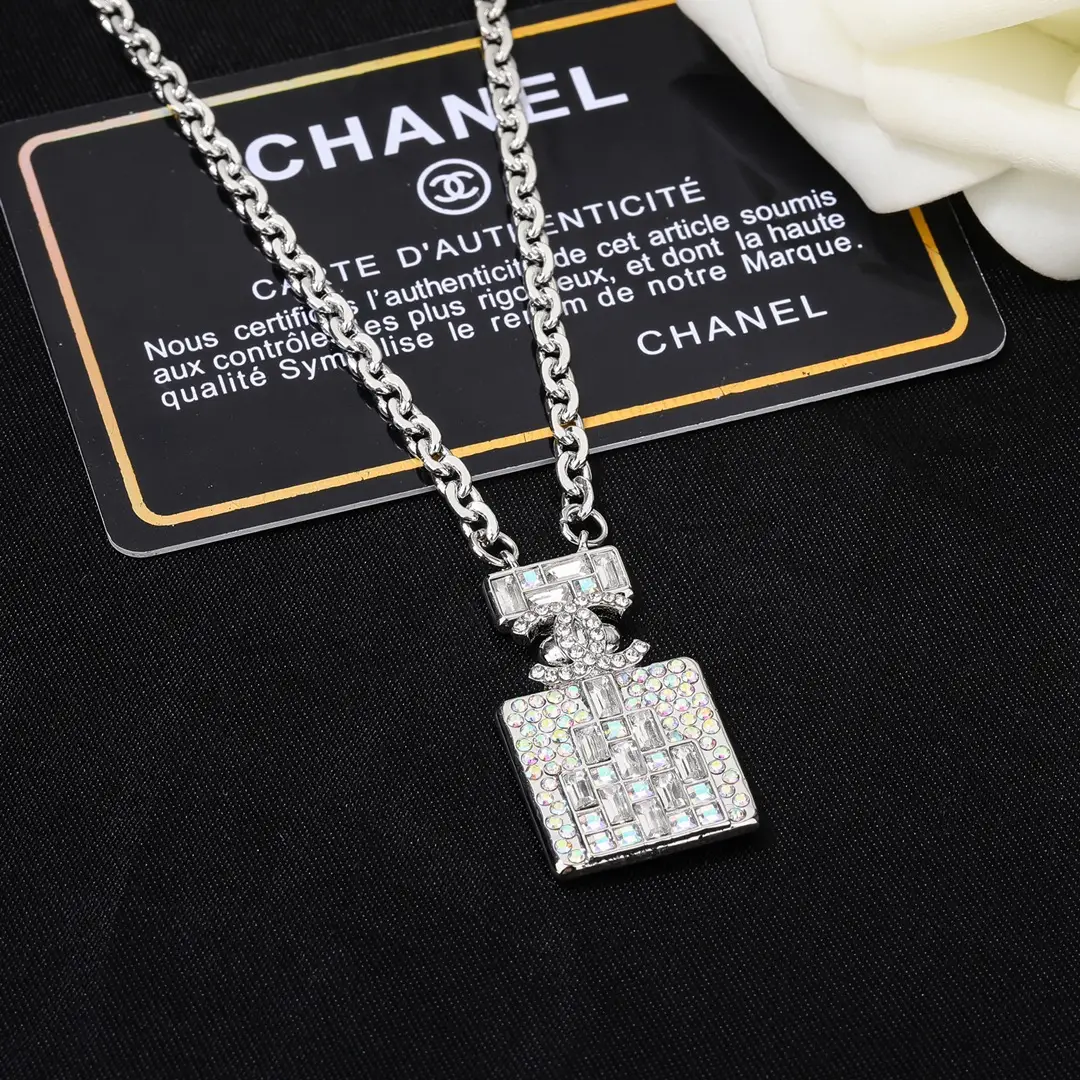 Chanel Diamond Perfume Bottle Necklace