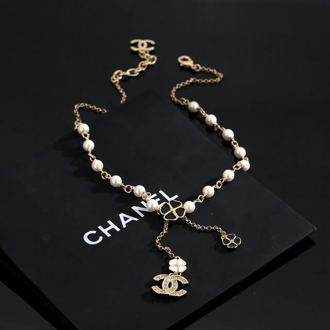 Chanel Double C Pearl Necklace