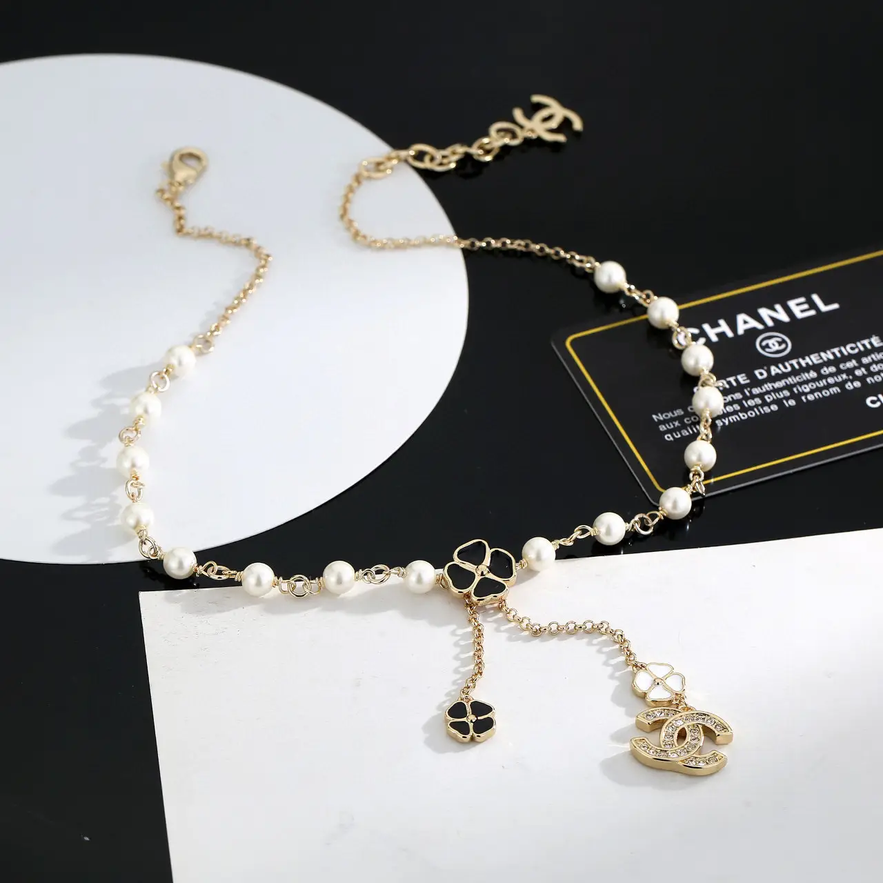 Chanel Double C Pearl Necklace
