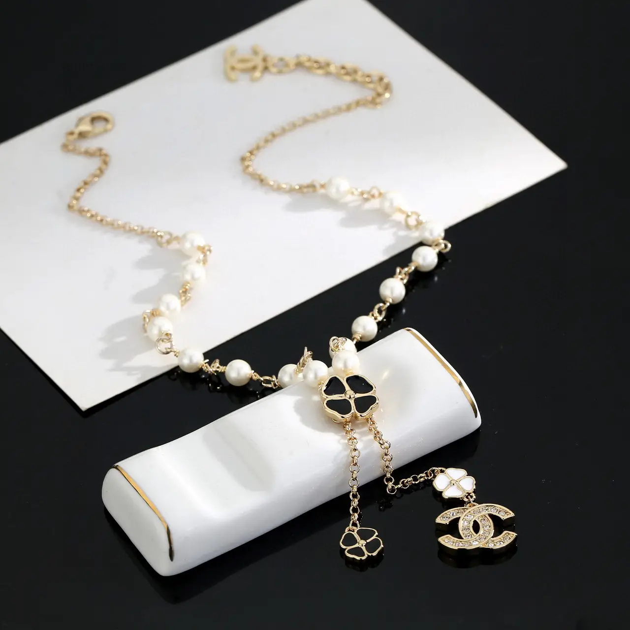 Chanel Double C Pearl Necklace