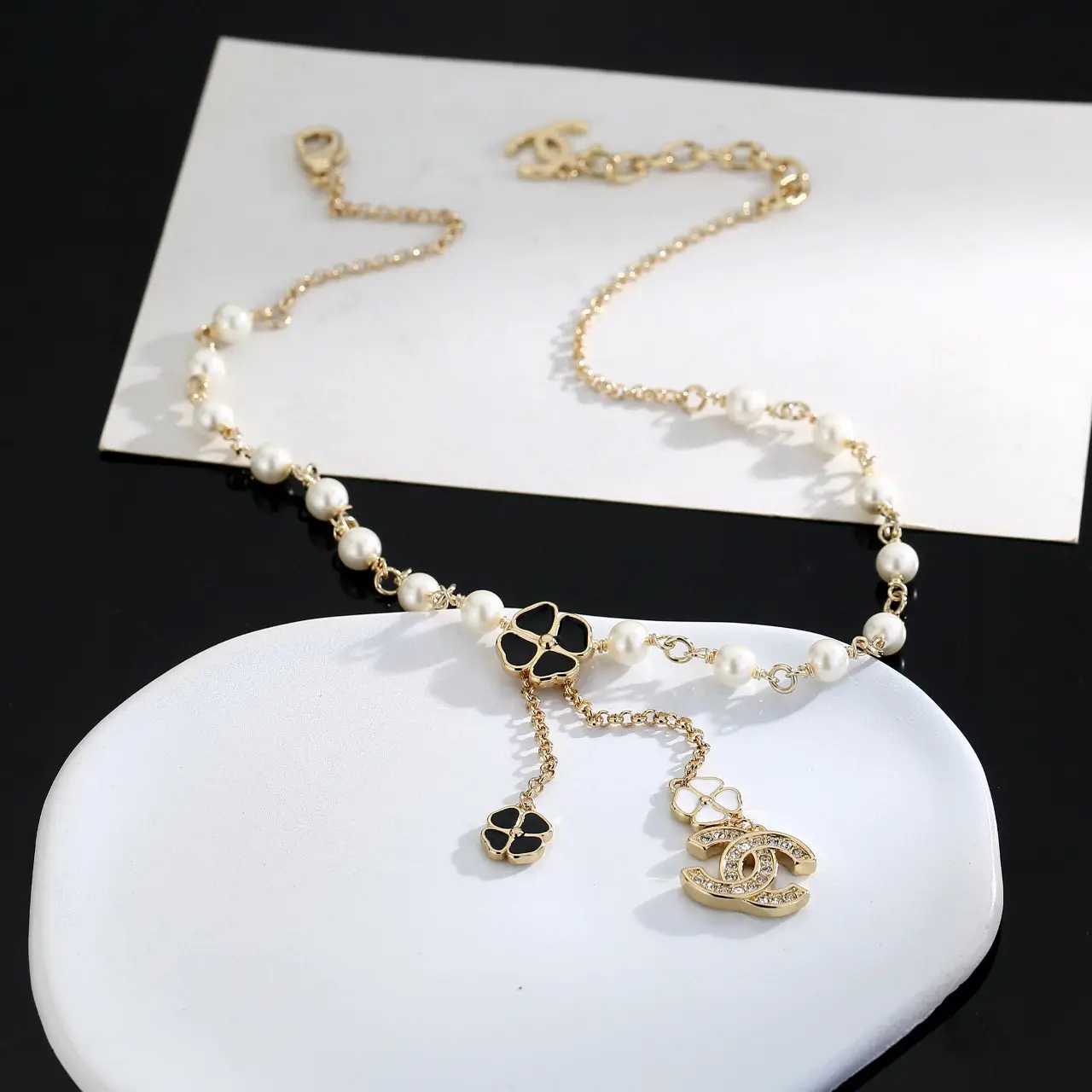 Chanel Double C Pearl Necklace