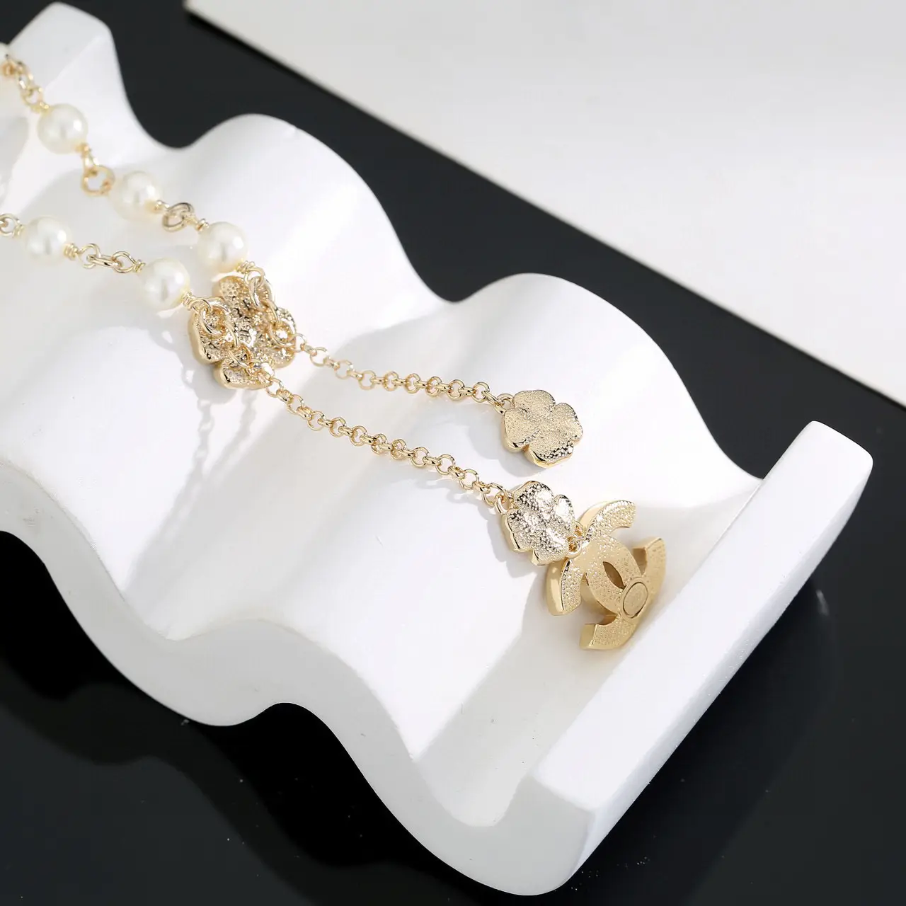 Chanel Double C Pearl Necklace