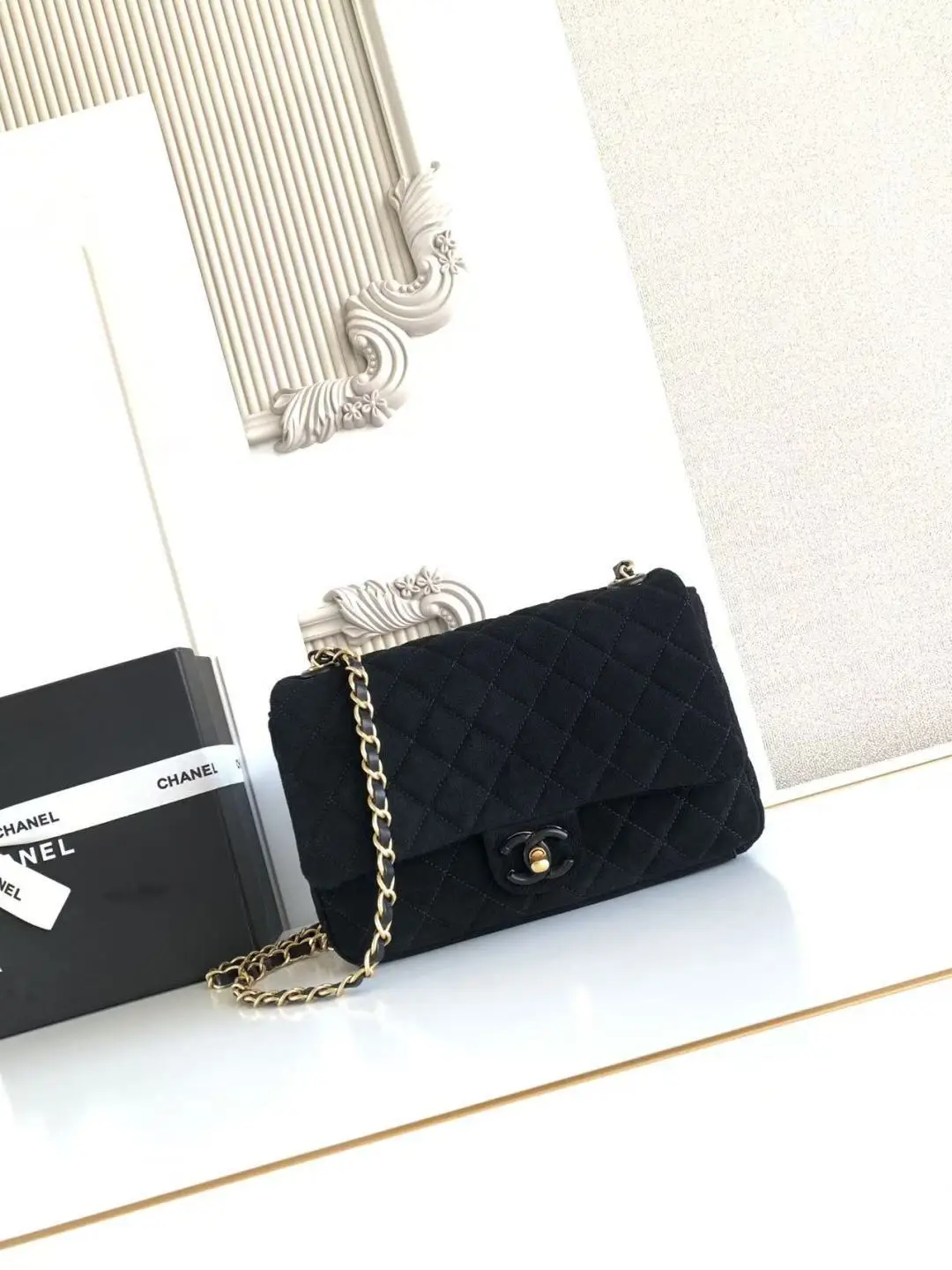 Chanel Flap Bag Suede AS5991 Black