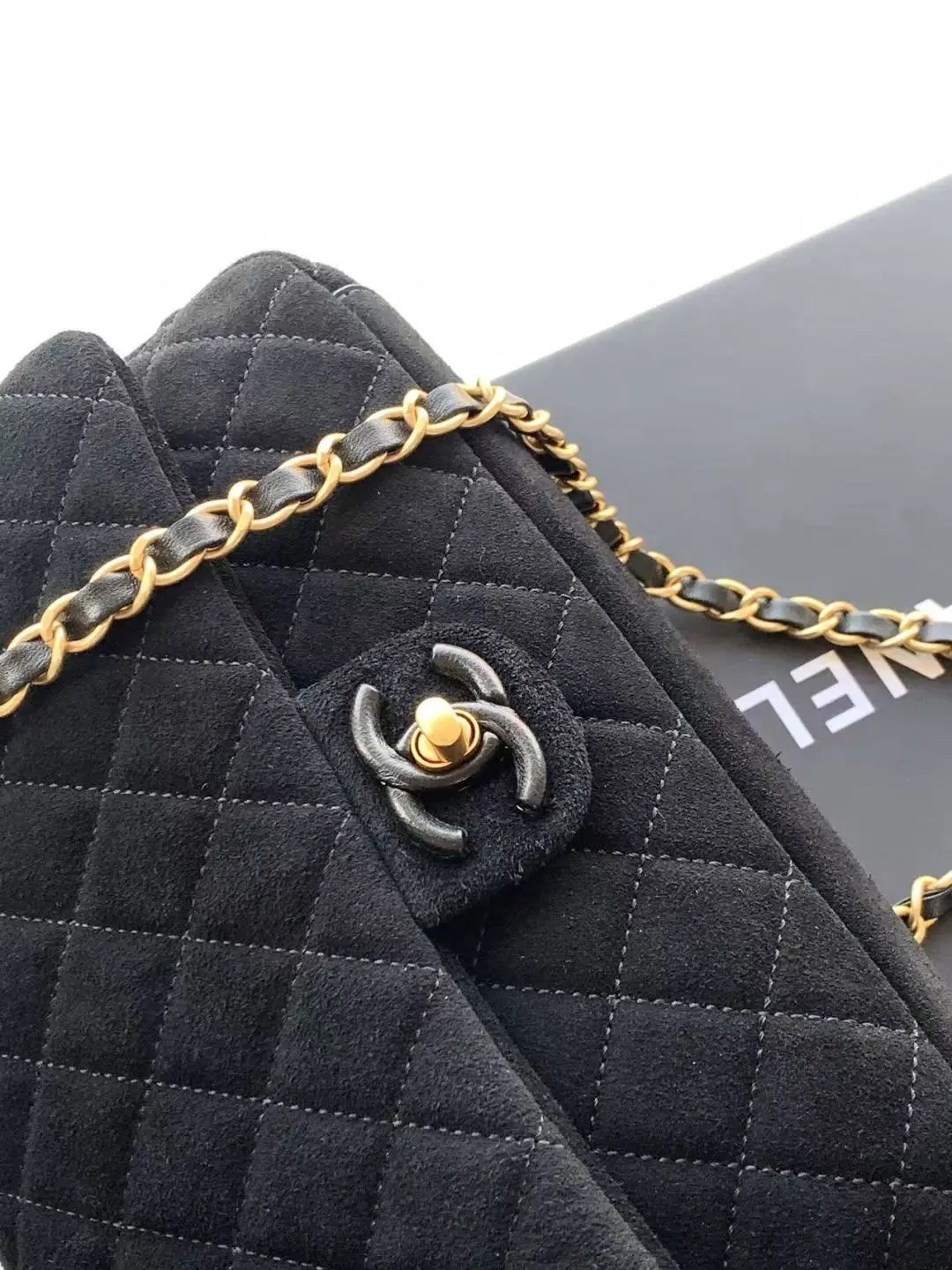 Chanel Flap Bag Suede AS5991 Black