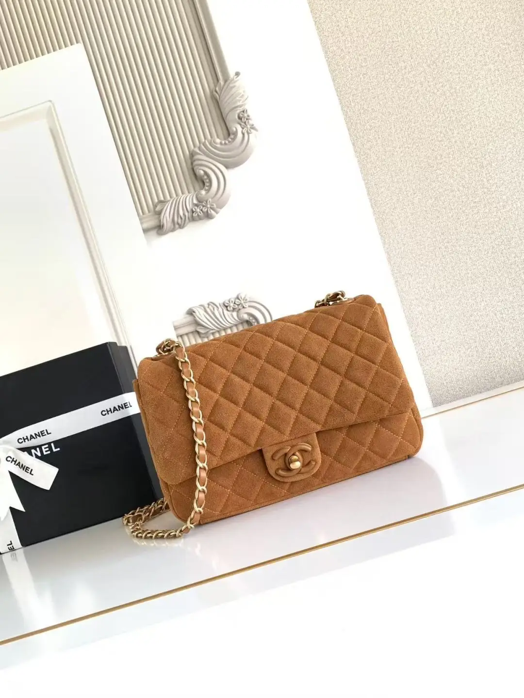 Chanel Flap Bag Suede AS5991 Caramel