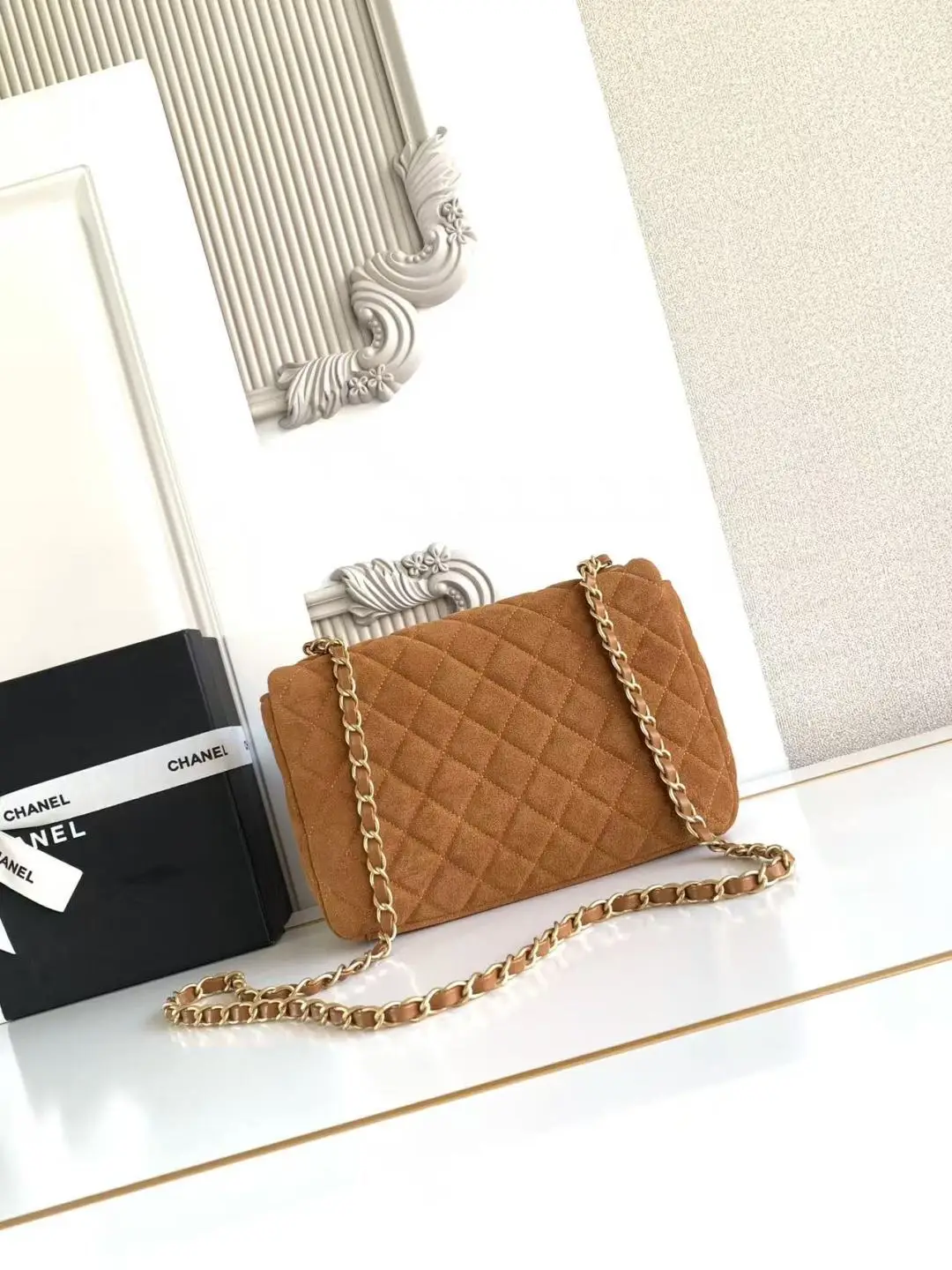 Chanel Flap Bag Suede AS5991 Caramel