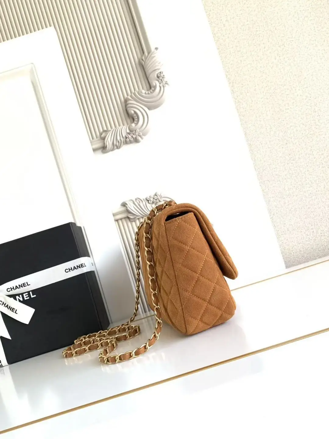 Chanel Flap Bag Suede AS5991 Caramel