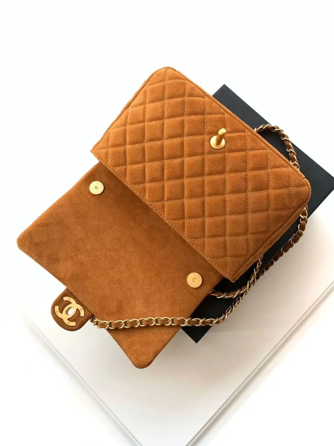 Chanel Flap Bag Suede AS5991 Caramel