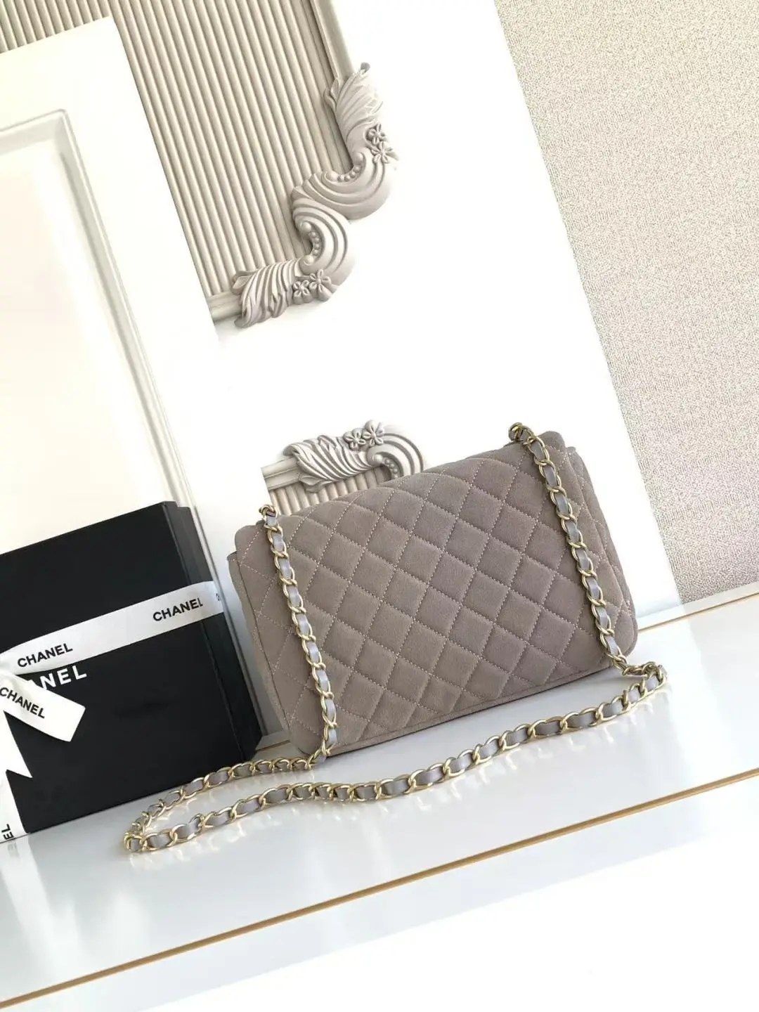 Chanel Flap Bag Suede AS5991 Gray