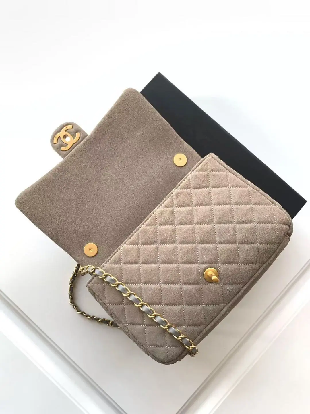 Chanel Flap Bag Suede AS5991 Gray
