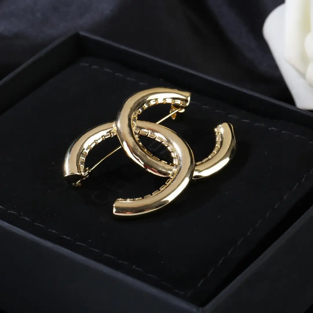 Chanel Gold Double C Brooch