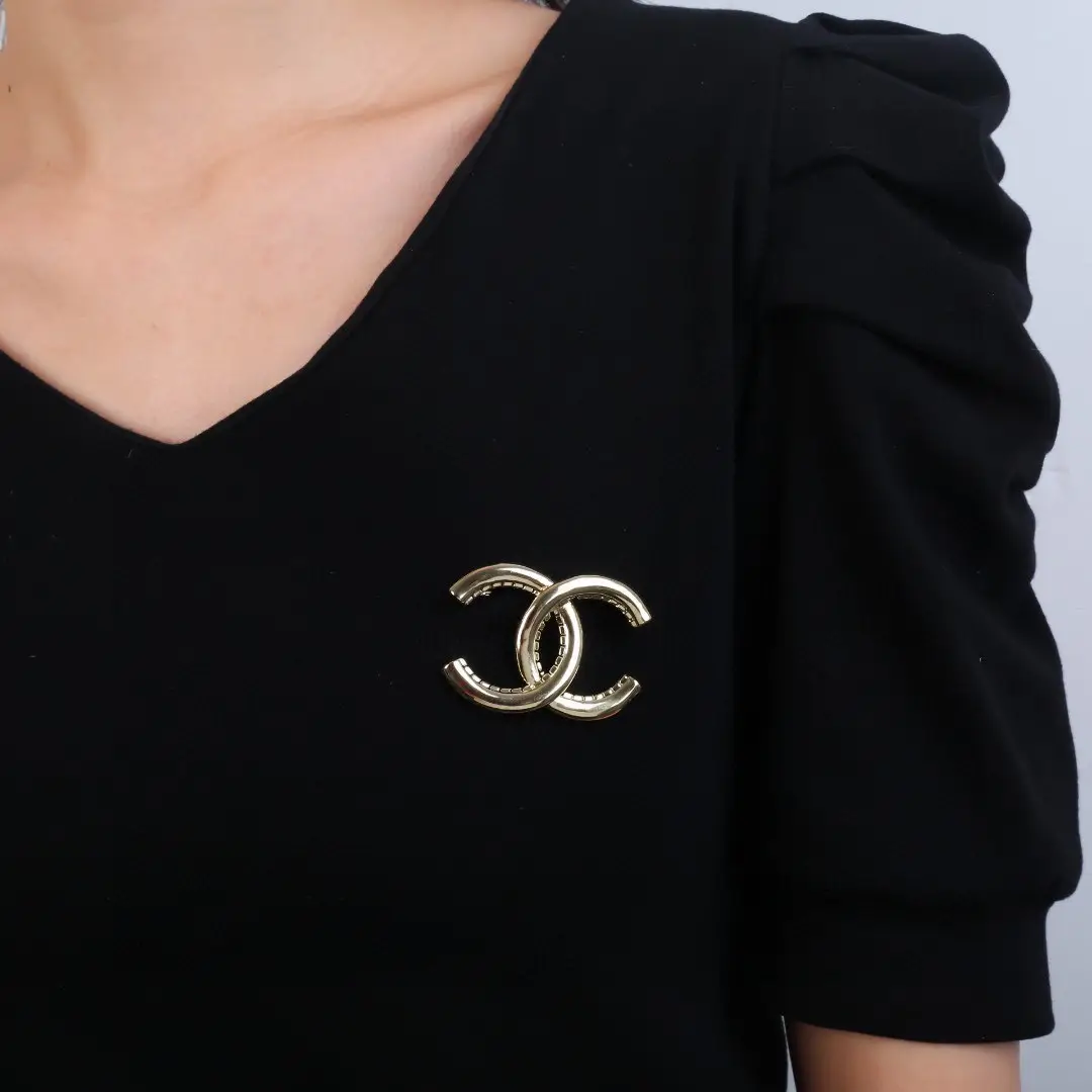 Chanel Gold Double C Brooch