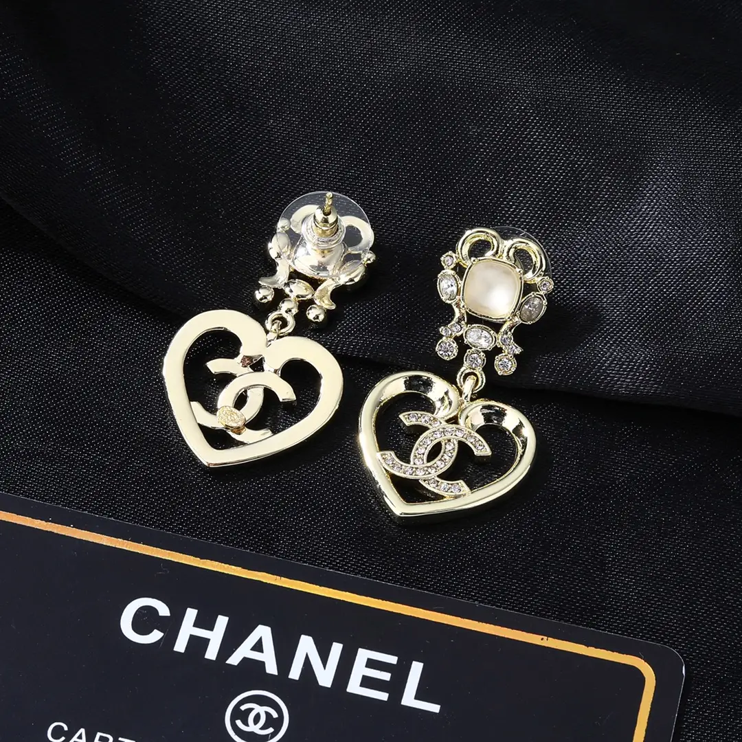 Chanel Heart Diamond Earrings