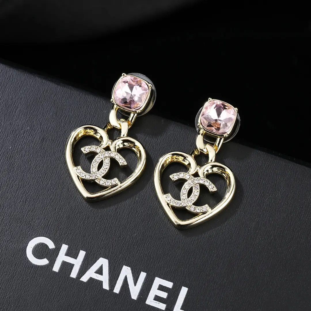 Chanel Heart Pink Diamond Earrings