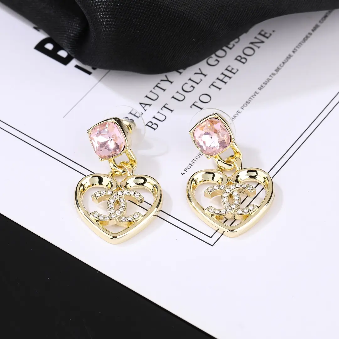 Chanel Heart Pink Diamond Earrings