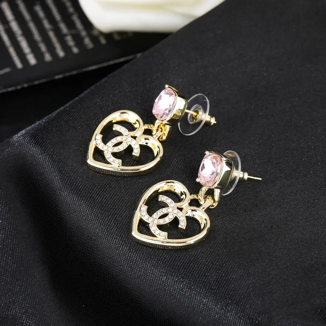 Chanel Heart Pink Diamond Earrings