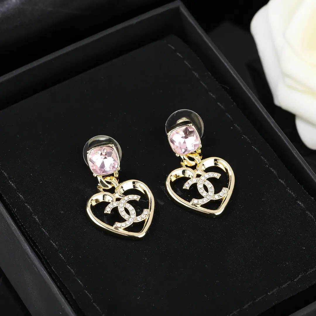 Chanel Heart Pink Diamond Earrings