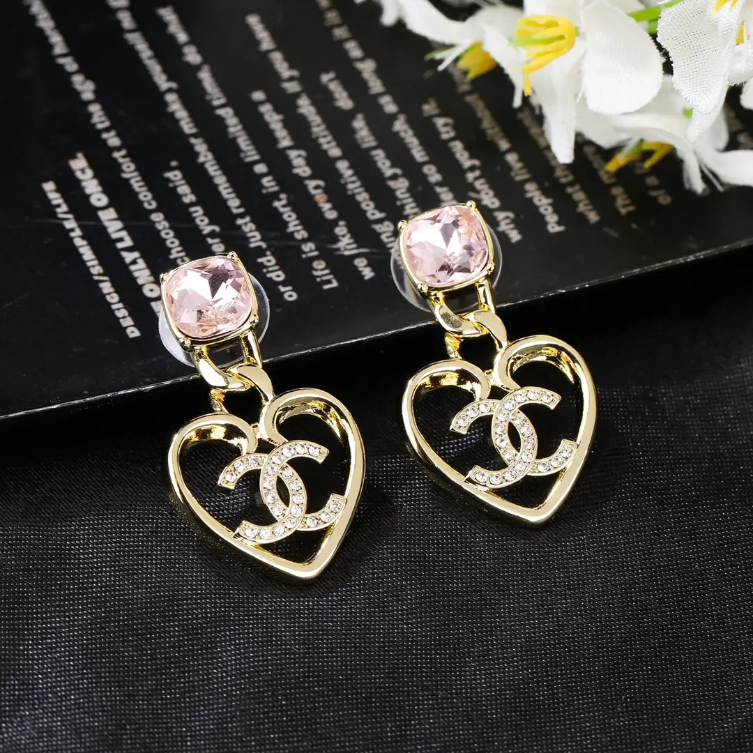 Chanel Heart Pink Diamond Earrings