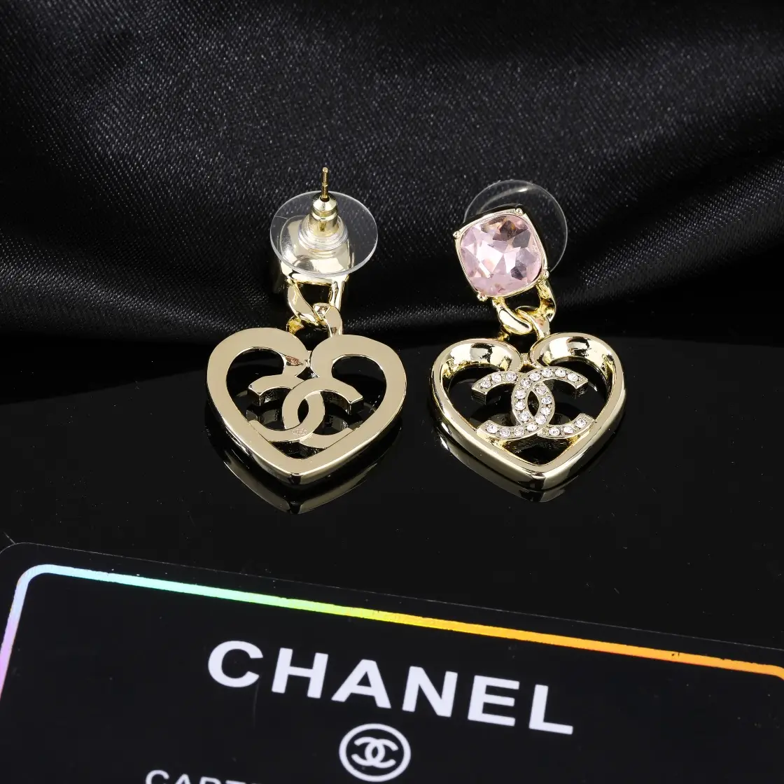Chanel Heart Pink Diamond Earrings