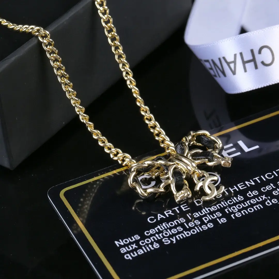 Chanel Lambskin Bow Necklace