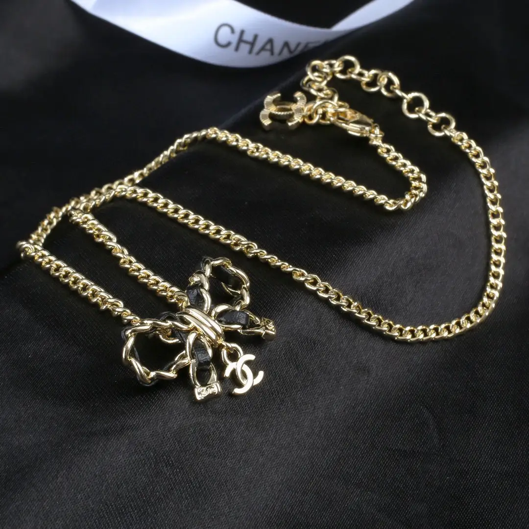 Chanel Lambskin Bow Necklace