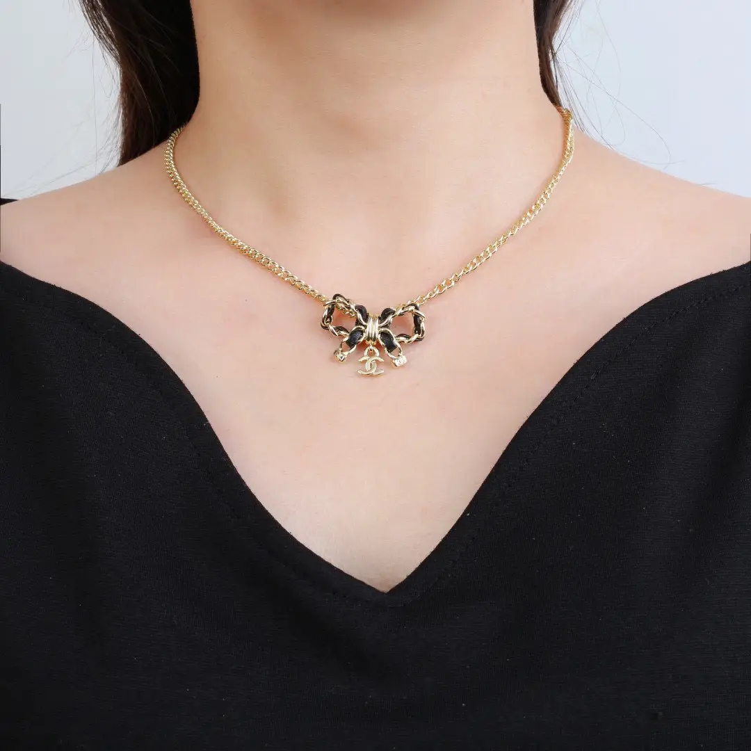 Chanel Lambskin Bow Necklace