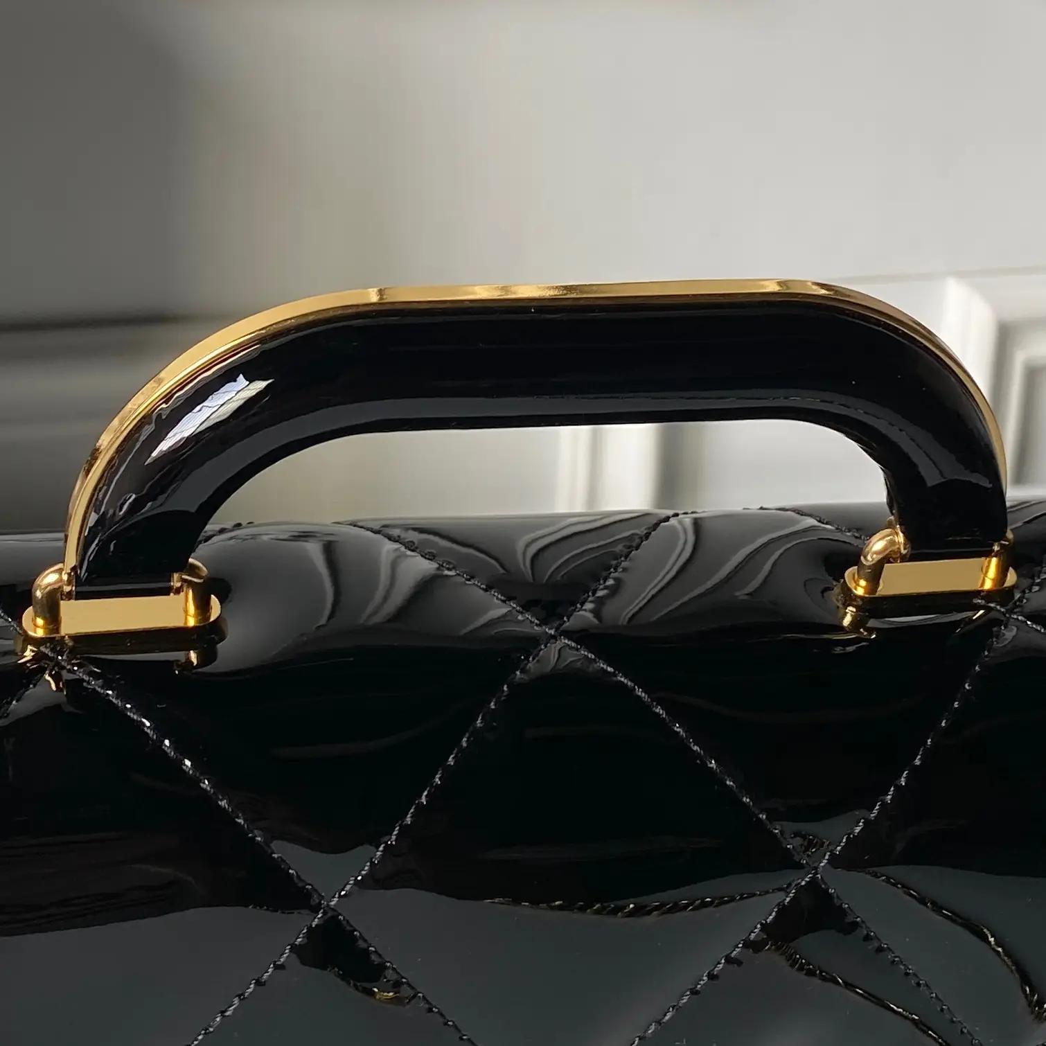 Chanel Large Flap Bag With Top Handle Metallic Mirror AS5807 Black