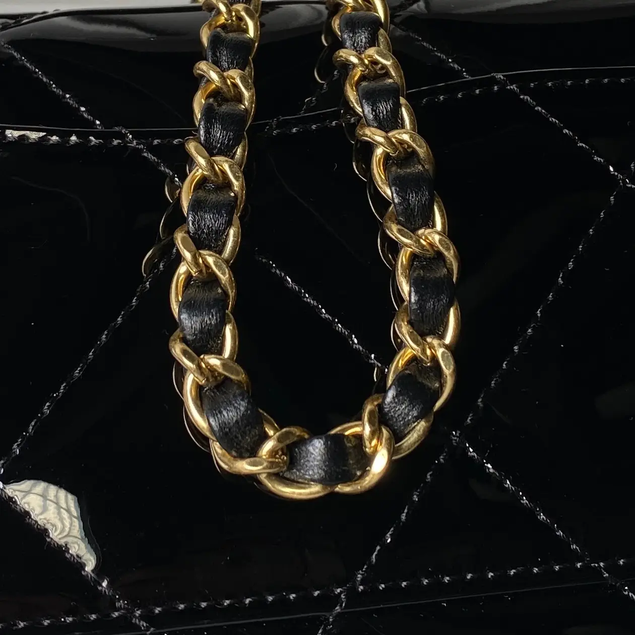 Chanel Large Flap Bag With Top Handle Metallic Mirror AS5807 Black