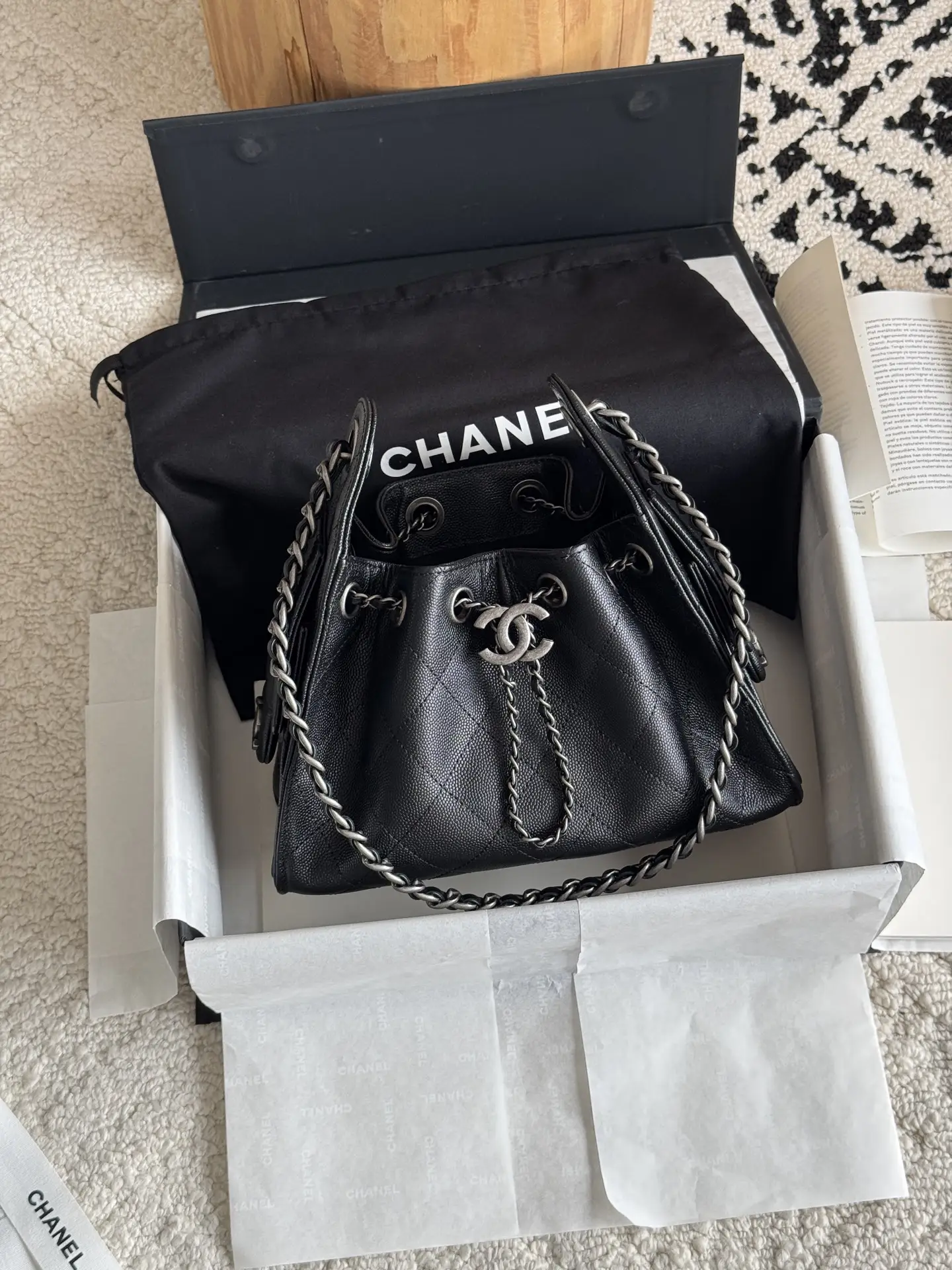 Chanel Metallic Black Chanel 25 Mini Bag
