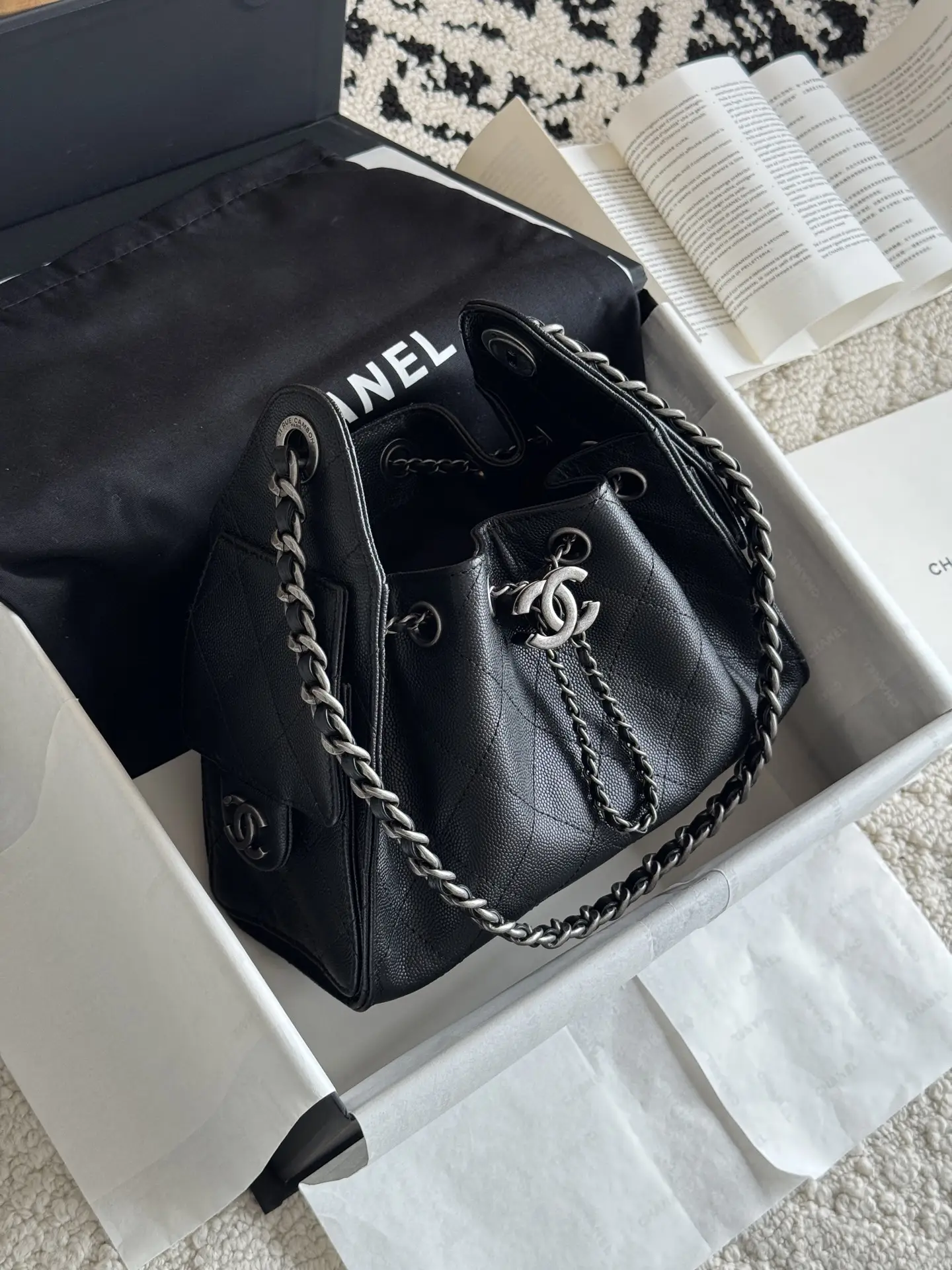Affordable Chanel Metallic Black Chanel 25 Mini Bag