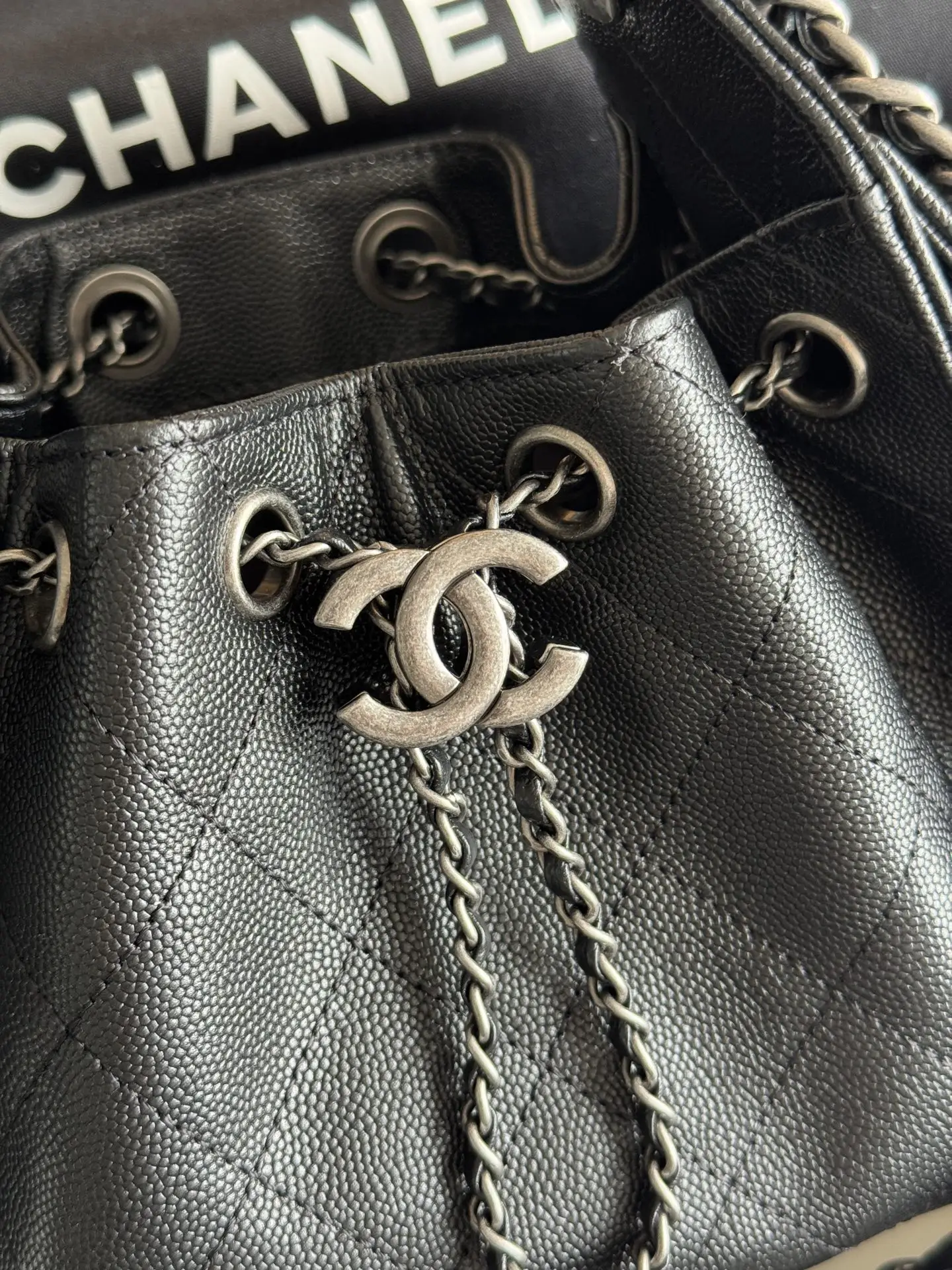 Affordable Chanel Metallic Black Chanel 25 Mini Bag