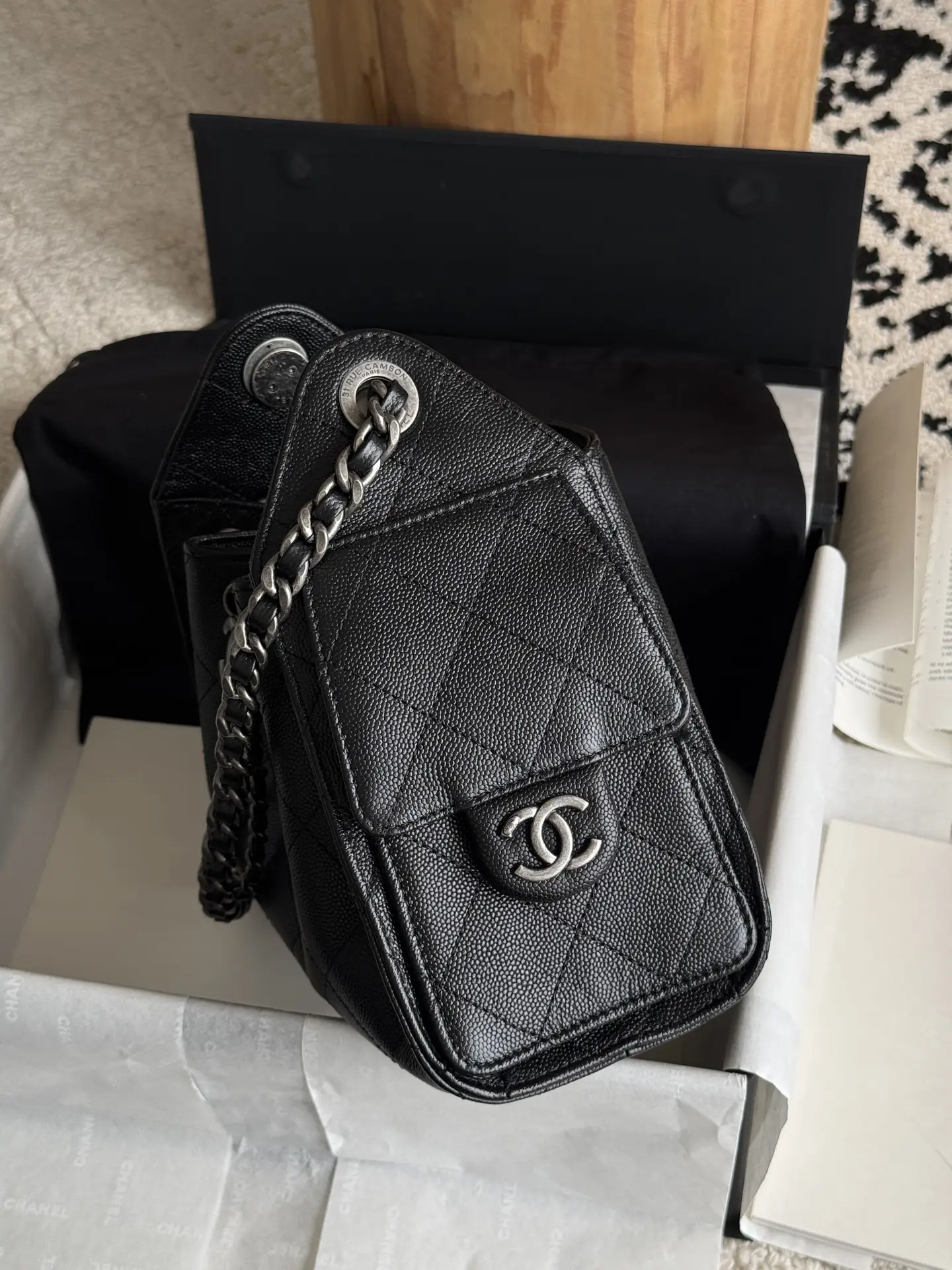 Affordable Chanel Metallic Black Chanel 25 Mini Bag