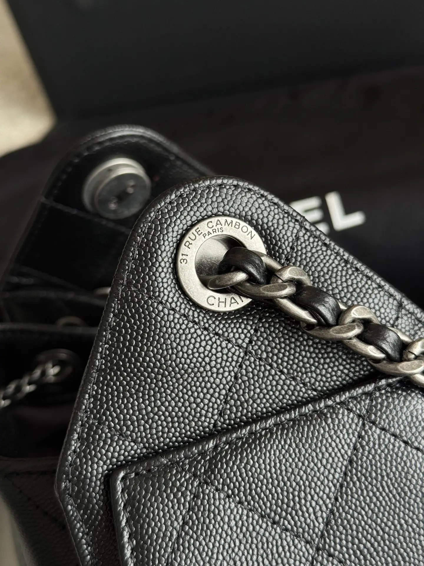 Affordable Chanel Metallic Black Chanel 25 Mini Bag