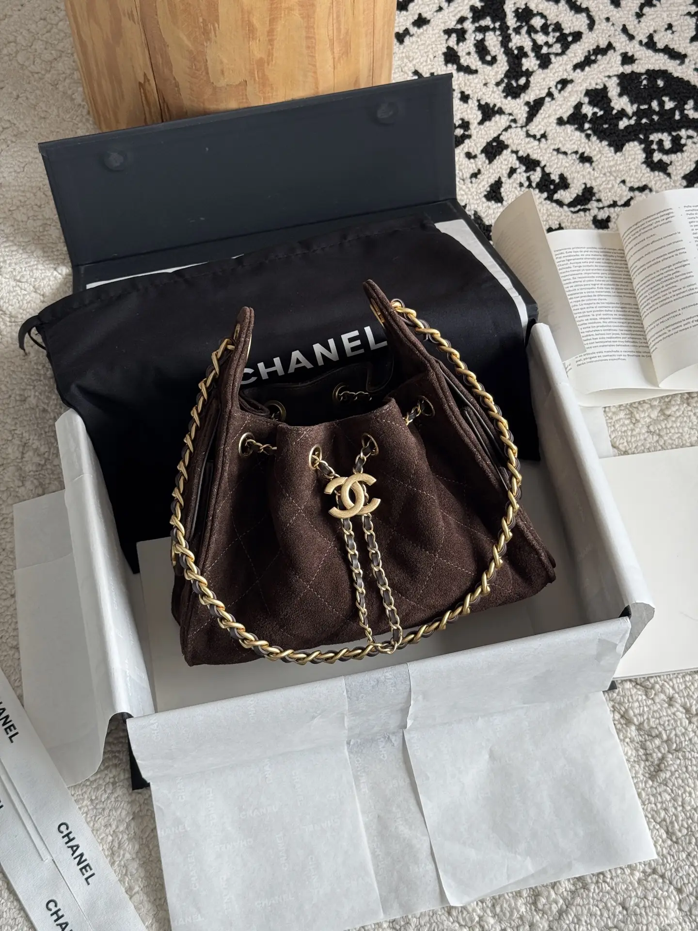 Replica bags Chanel Metallic Brown Suede Chanel 25 Mini Handbag Bag