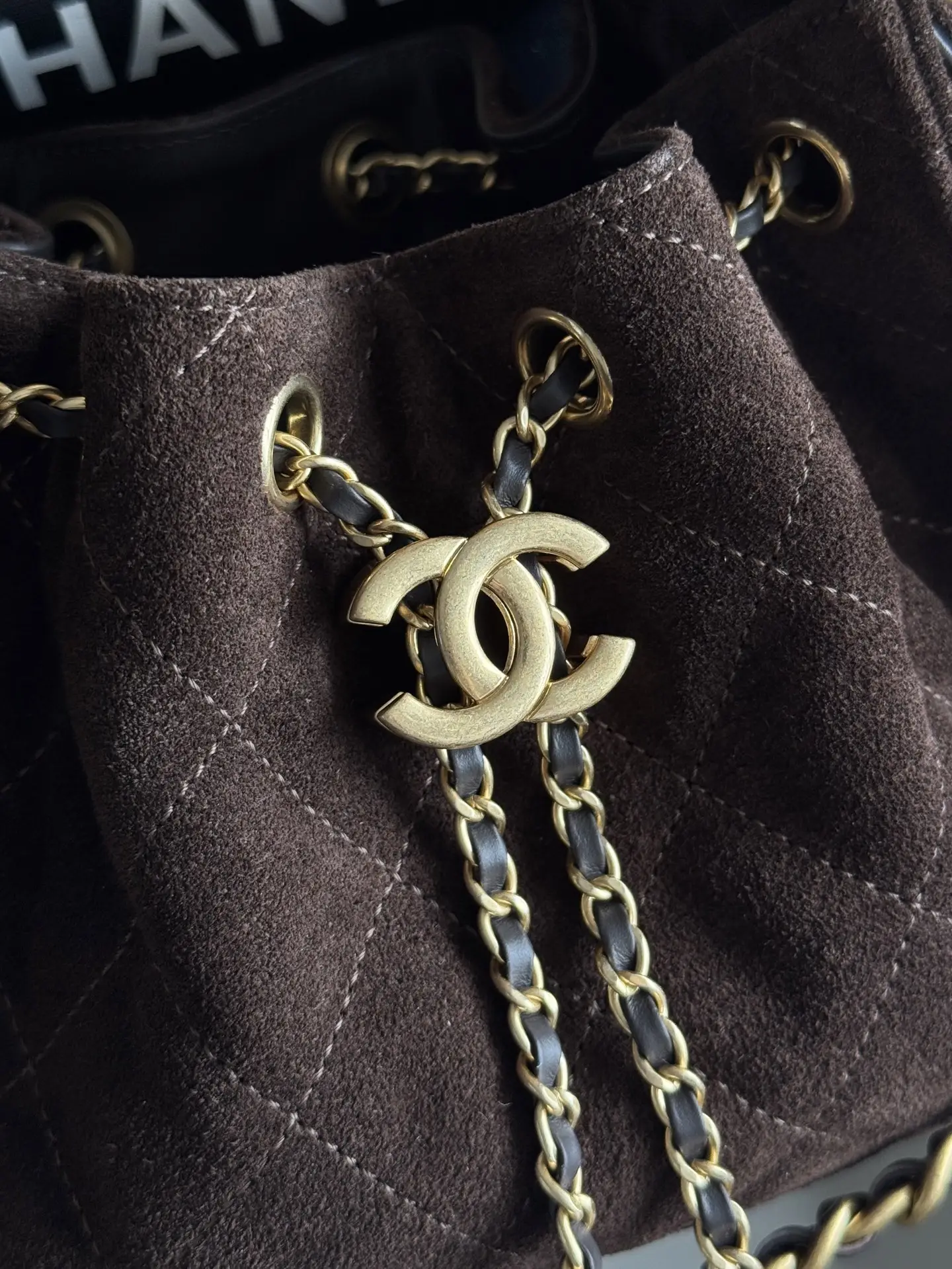 Replica bags Chanel Metallic Brown Suede Chanel 25 Mini Handbag Bag