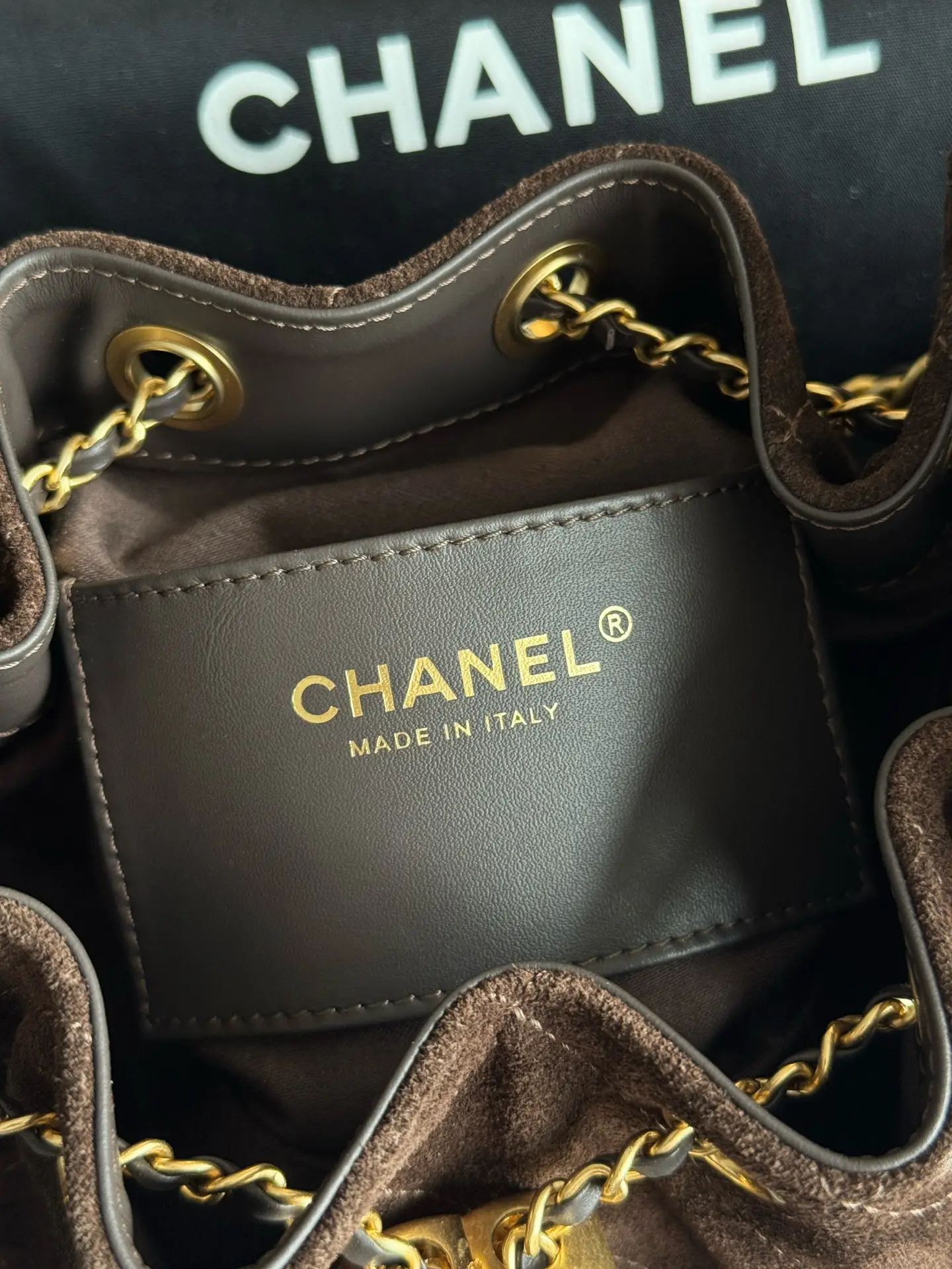 Replica bags Chanel Metallic Brown Suede Chanel 25 Mini Handbag Bag