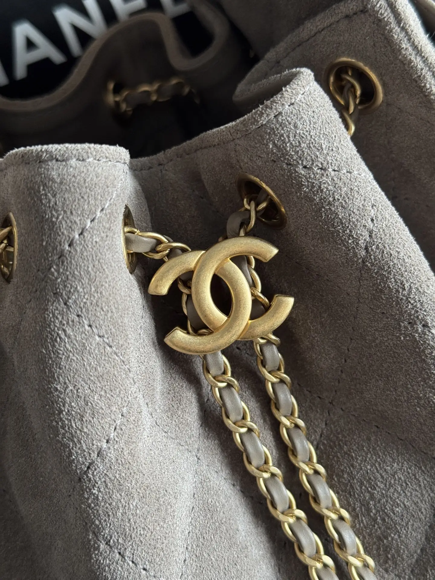 Chanel Metallic Grey suede Chanel 25 Mini Handbag Bag