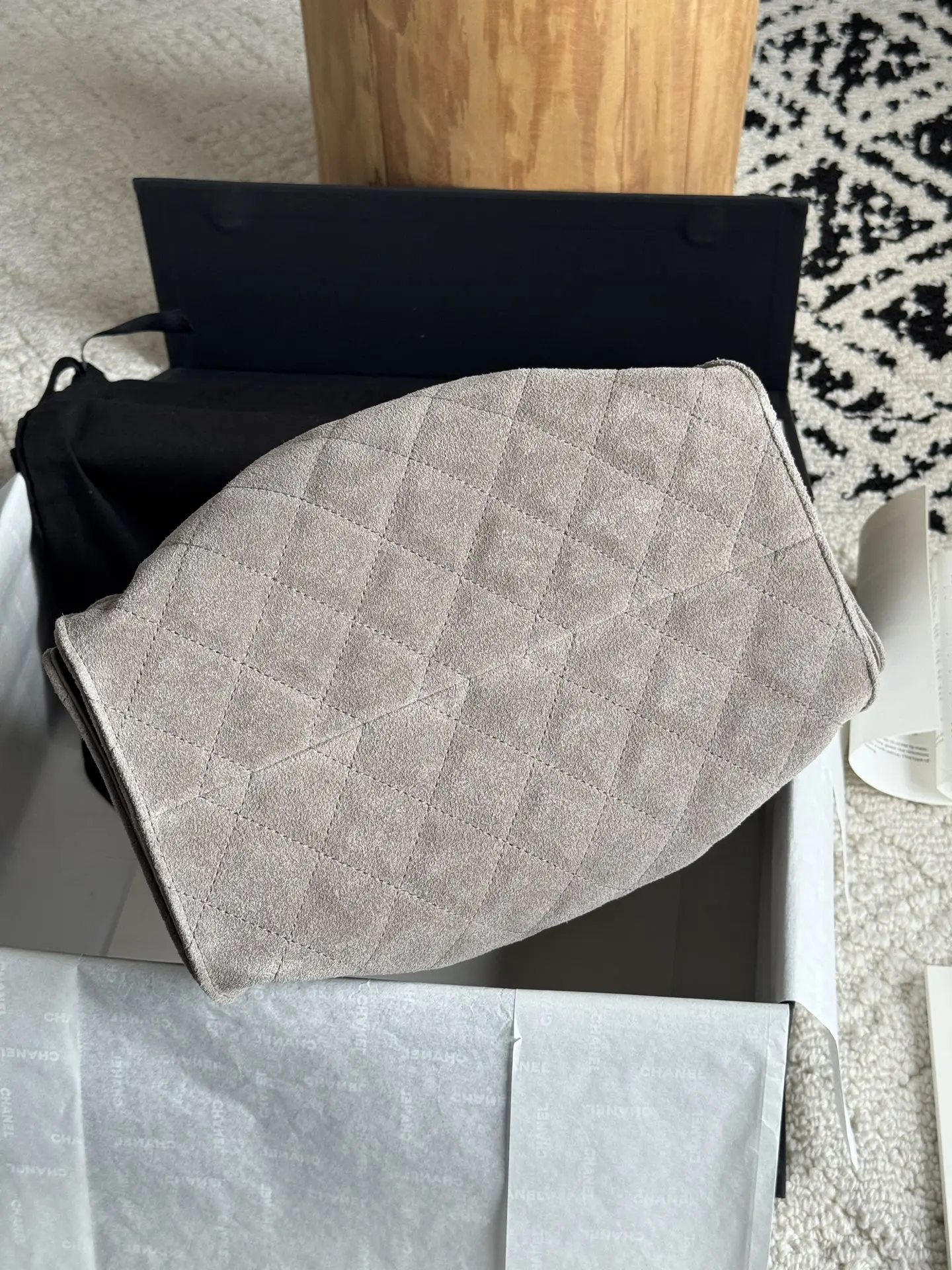 Chanel Metallic Grey suede Chanel 25 Mini Handbag Bag